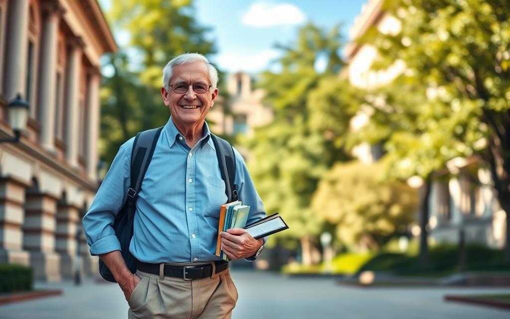 Senior student on a university campus